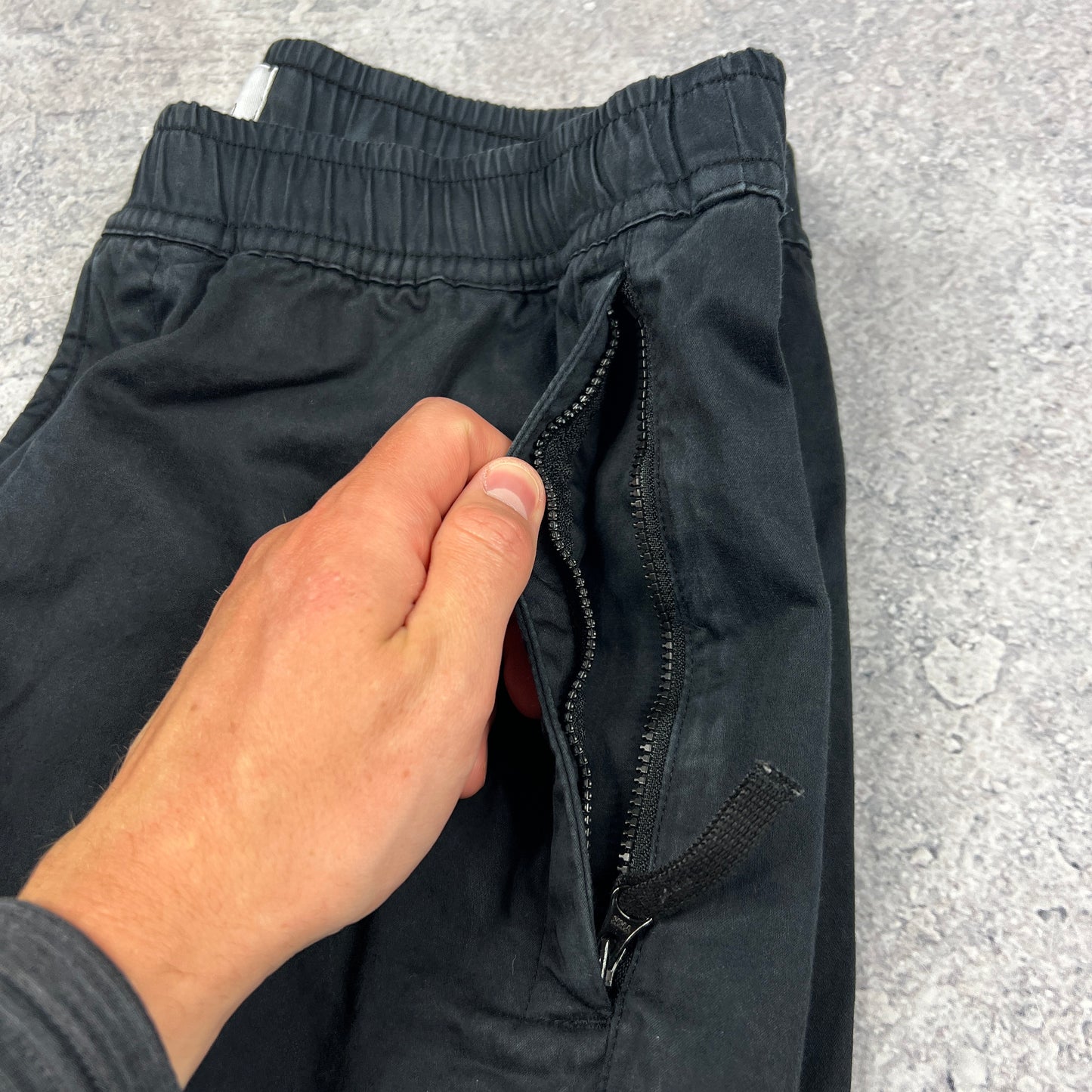 Stone Island Black Cuffed Cargo Trousers W32”