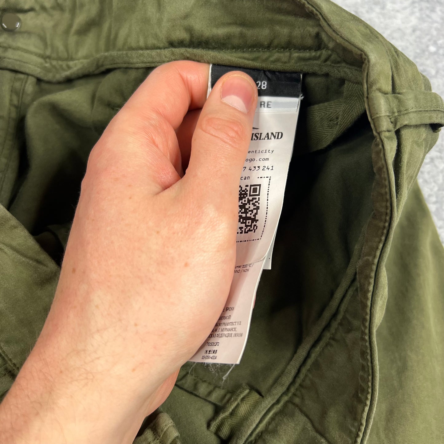 Stone Island Khaki Ghost Cargo Trousers W28-30”