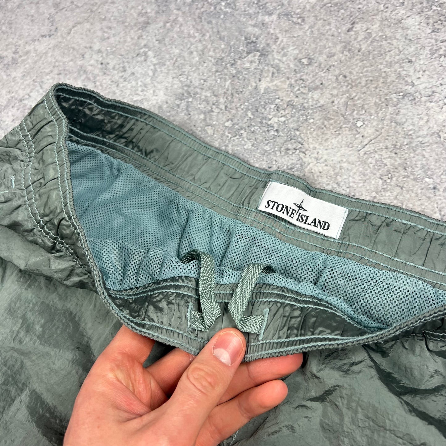 Stone Island Light Blue Nylon Metal Swimshorts Large 34”