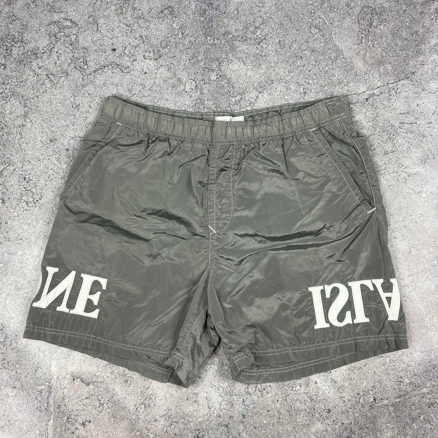 Stone Island Silver Nylon Metal Swimshorts Large 34”