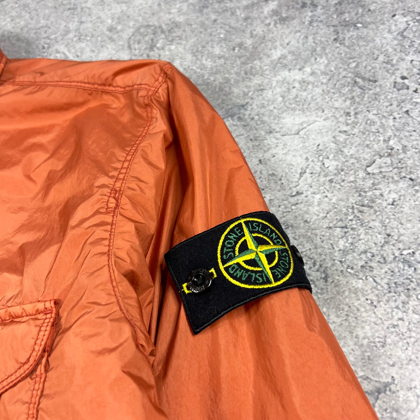Stone Island Orange Crinkle Reps Primaloft Jacket Large 23.25”
