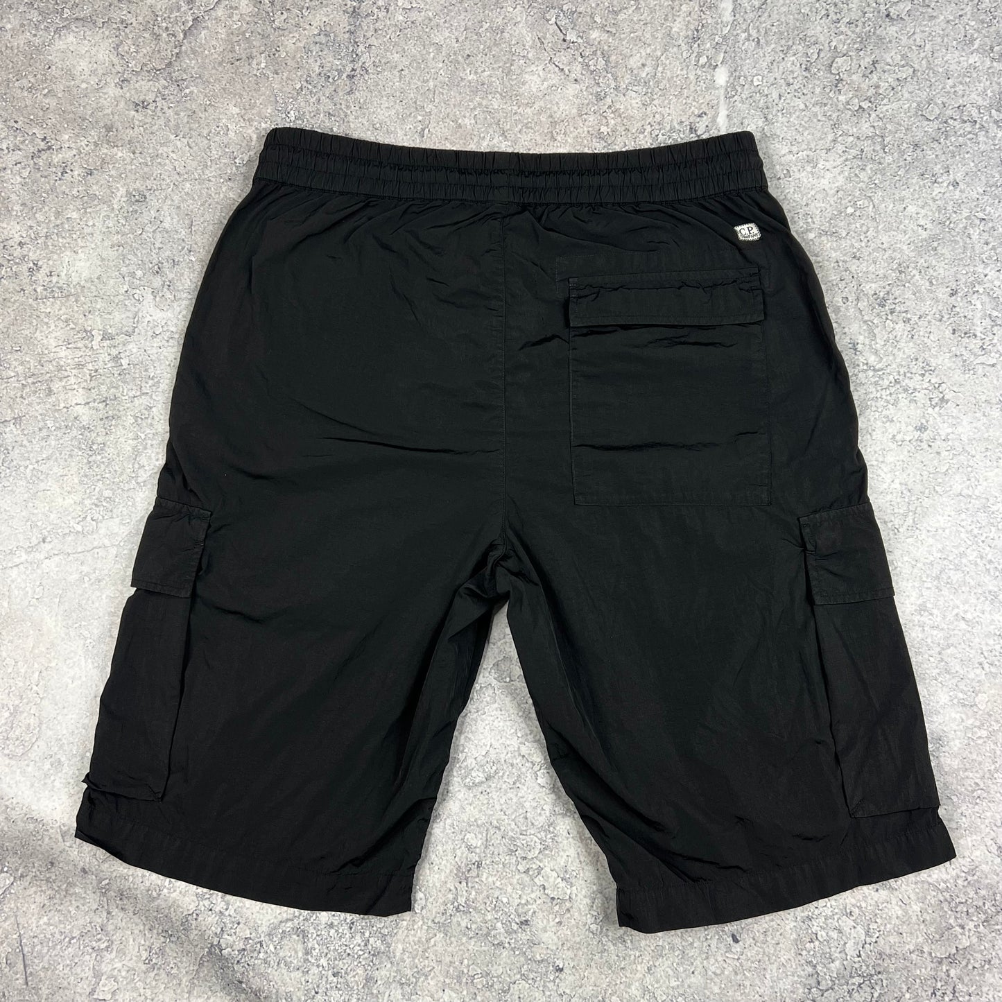 CP Company Black Chrome Lens Cargo Shorts 46- W30-32”
