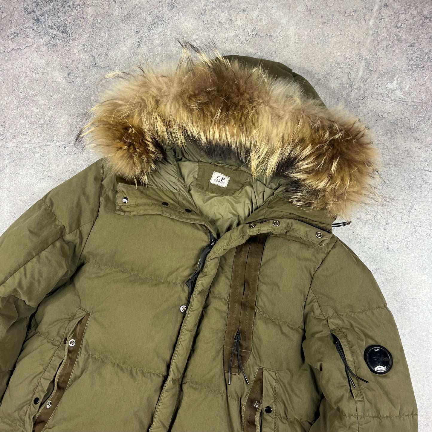 CP Company Khaki 50 Fili Down Parka Size 48- Medium 21.75”