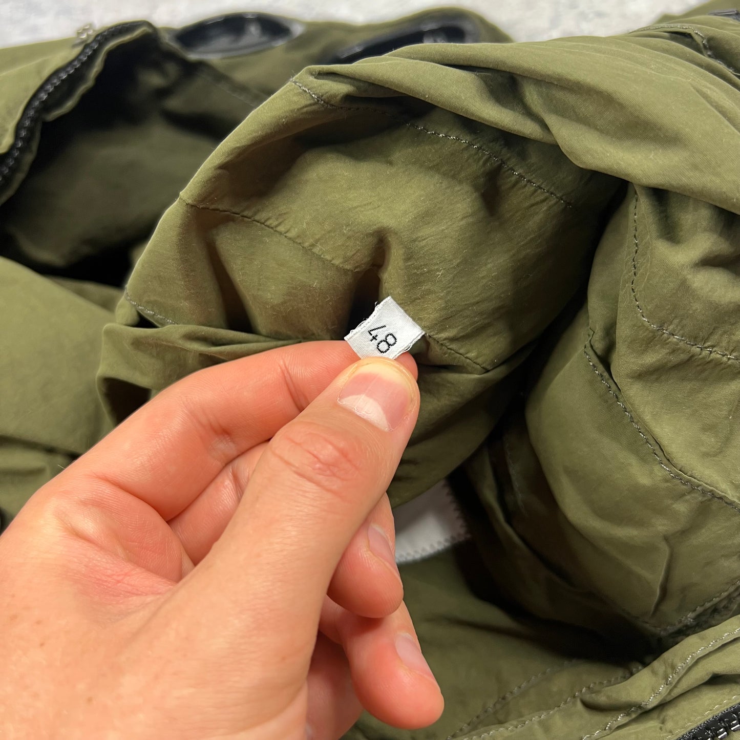 CP Company Khaki Flatt Nylon Mille Miglia Jacket Size 48- M/L 23”