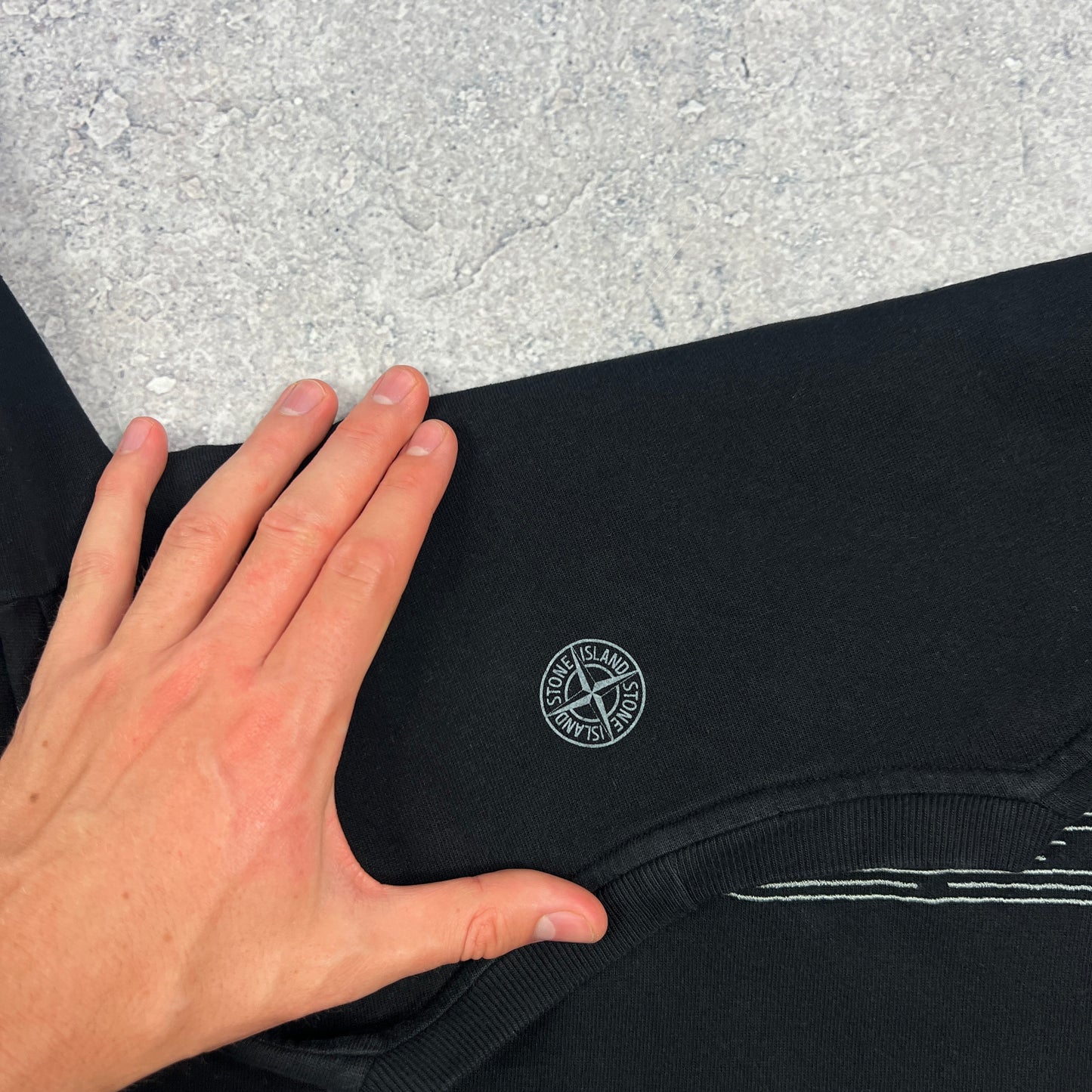 Stone Island Black Optical Logo T-Shirt Medium (Fits L) 22.75”
