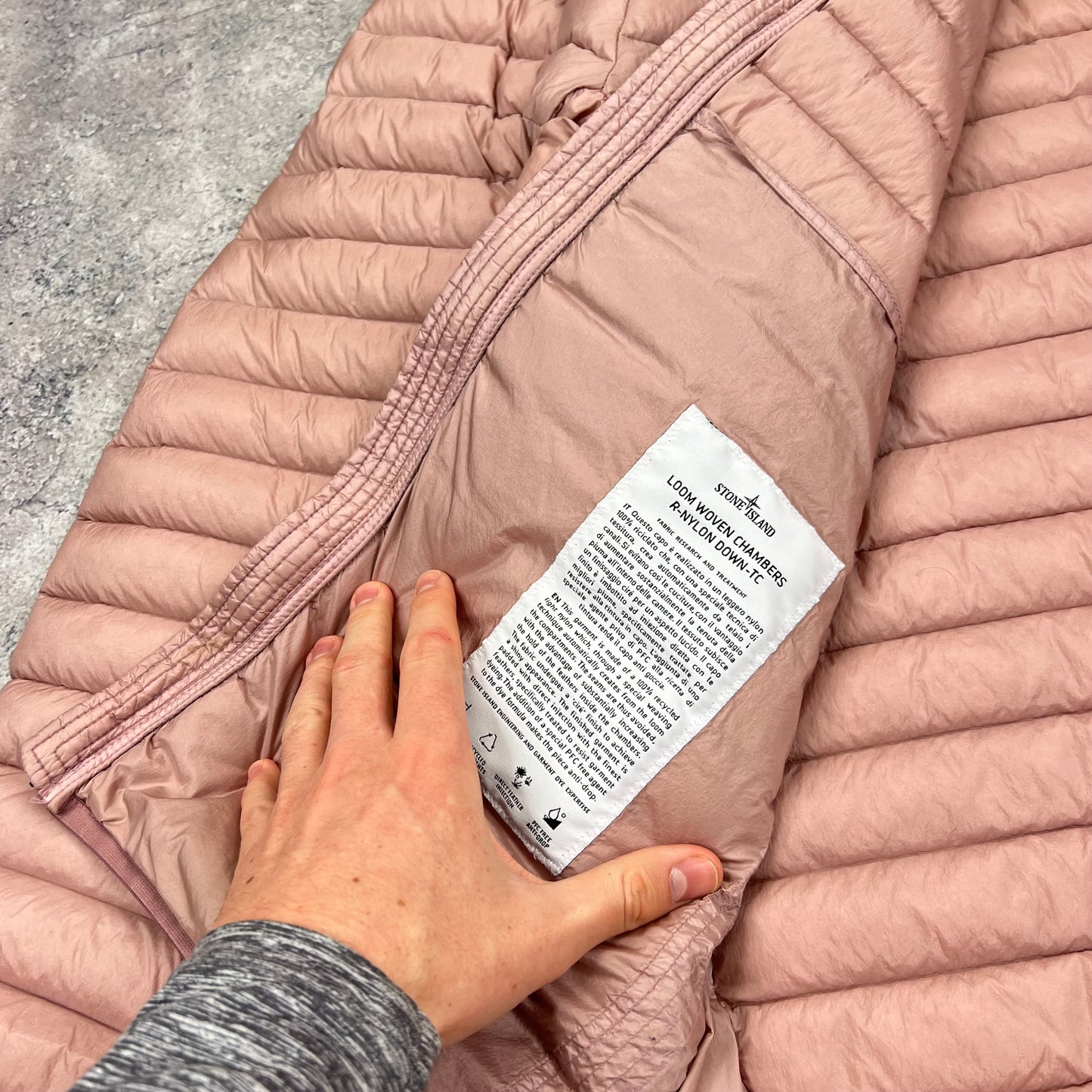 Stone Island Pink Loom Woven Down Jacket XXL 25.5”