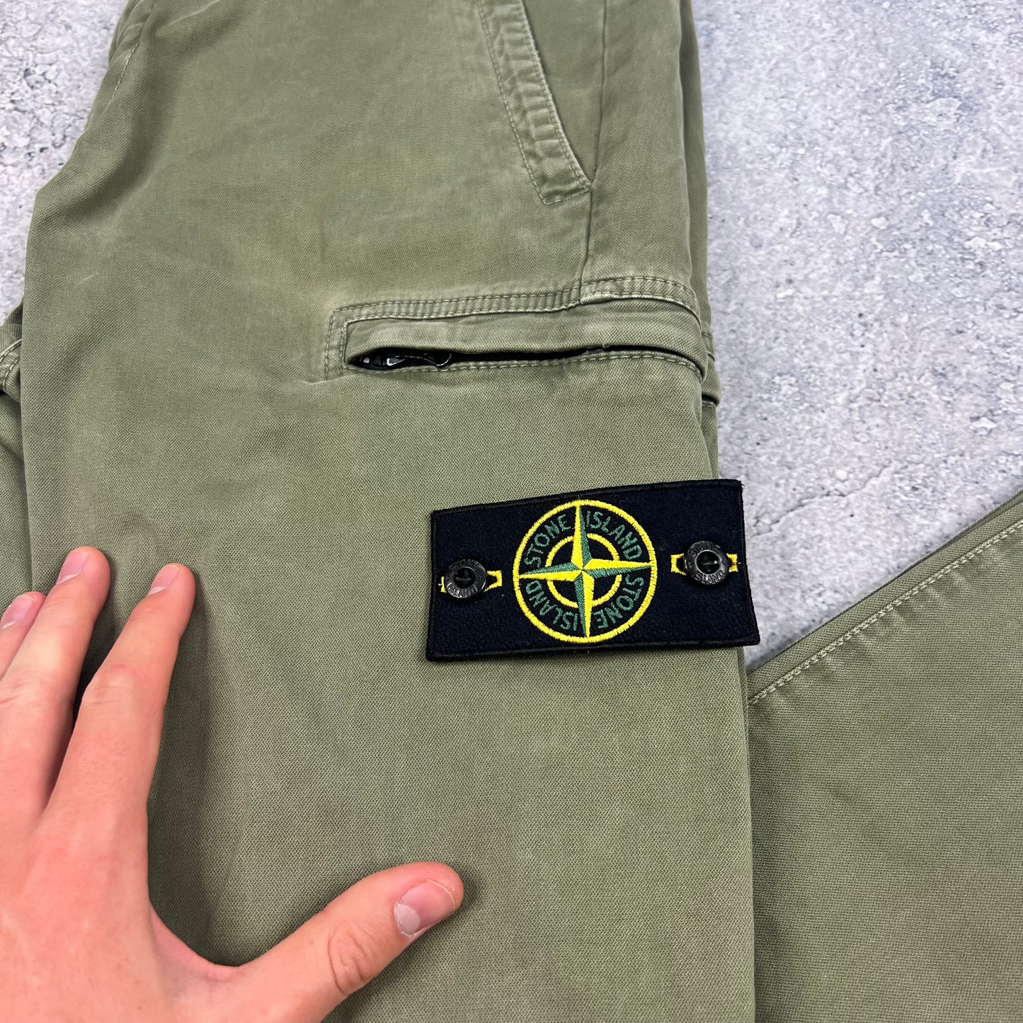 Stone Island Green Skinny Cargo Trousers W30”