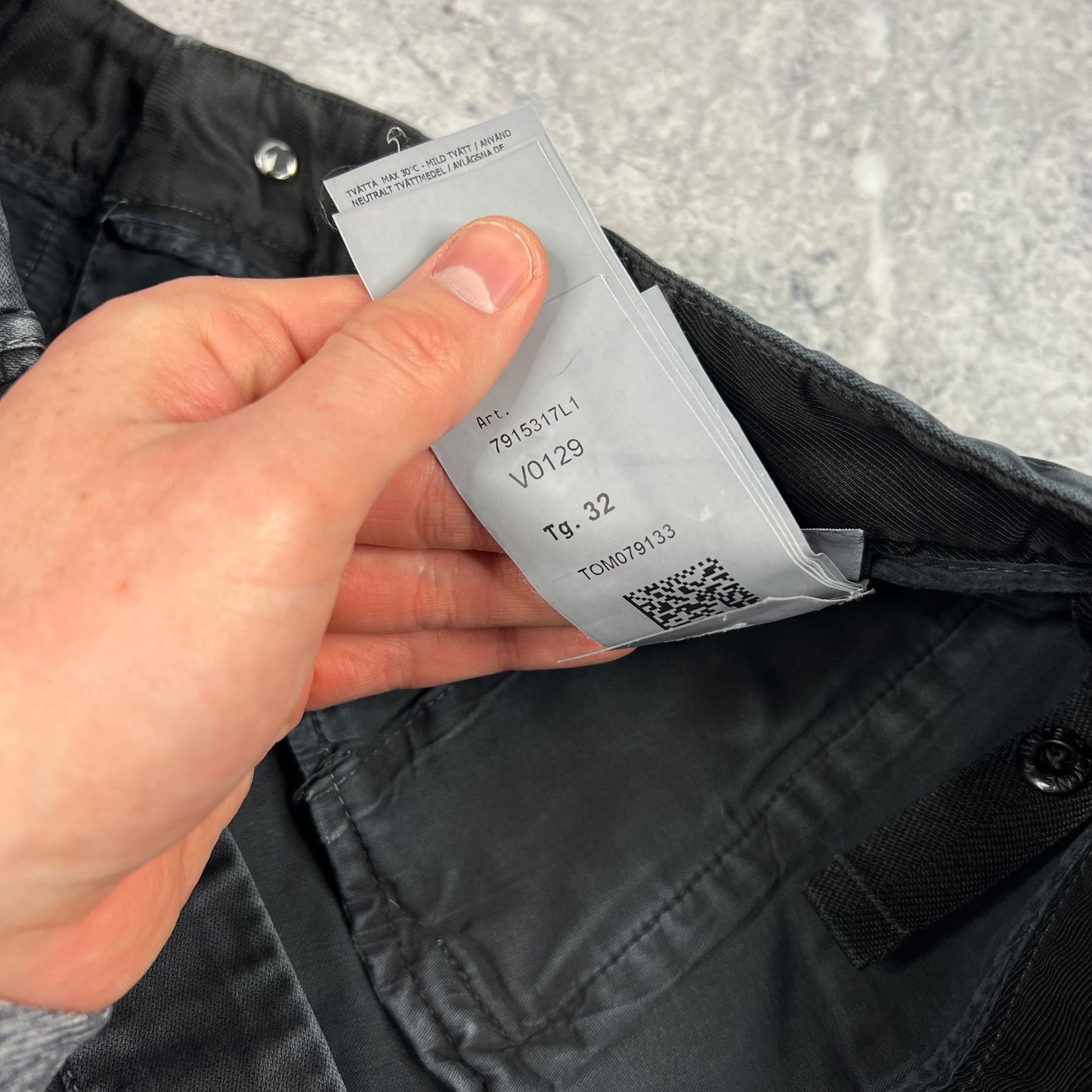 Stone Island Dark Grey Skinny Cargo Trousers W32”