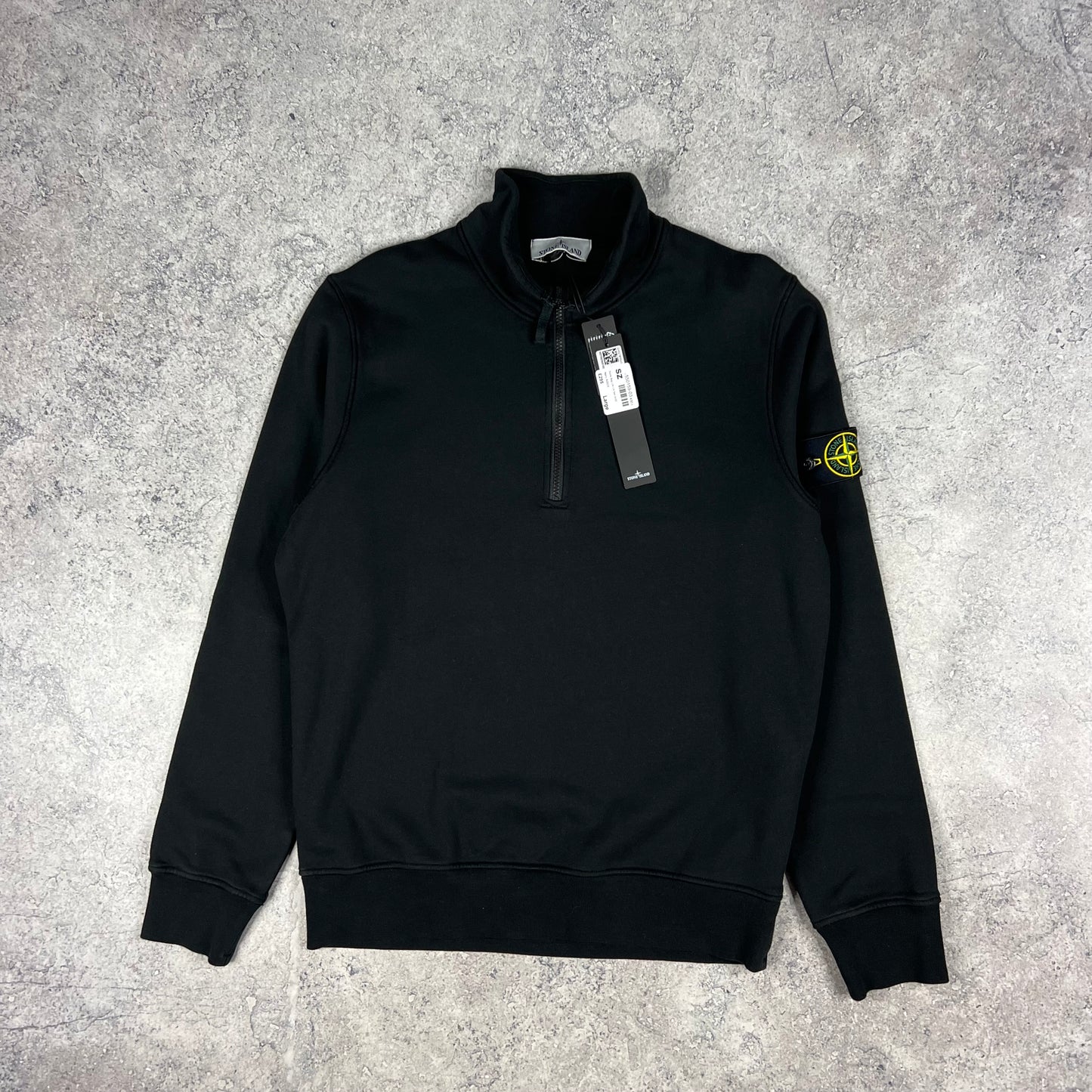 Stone Island Black Quarter Zip Sweatshirt Large 23” BNWT