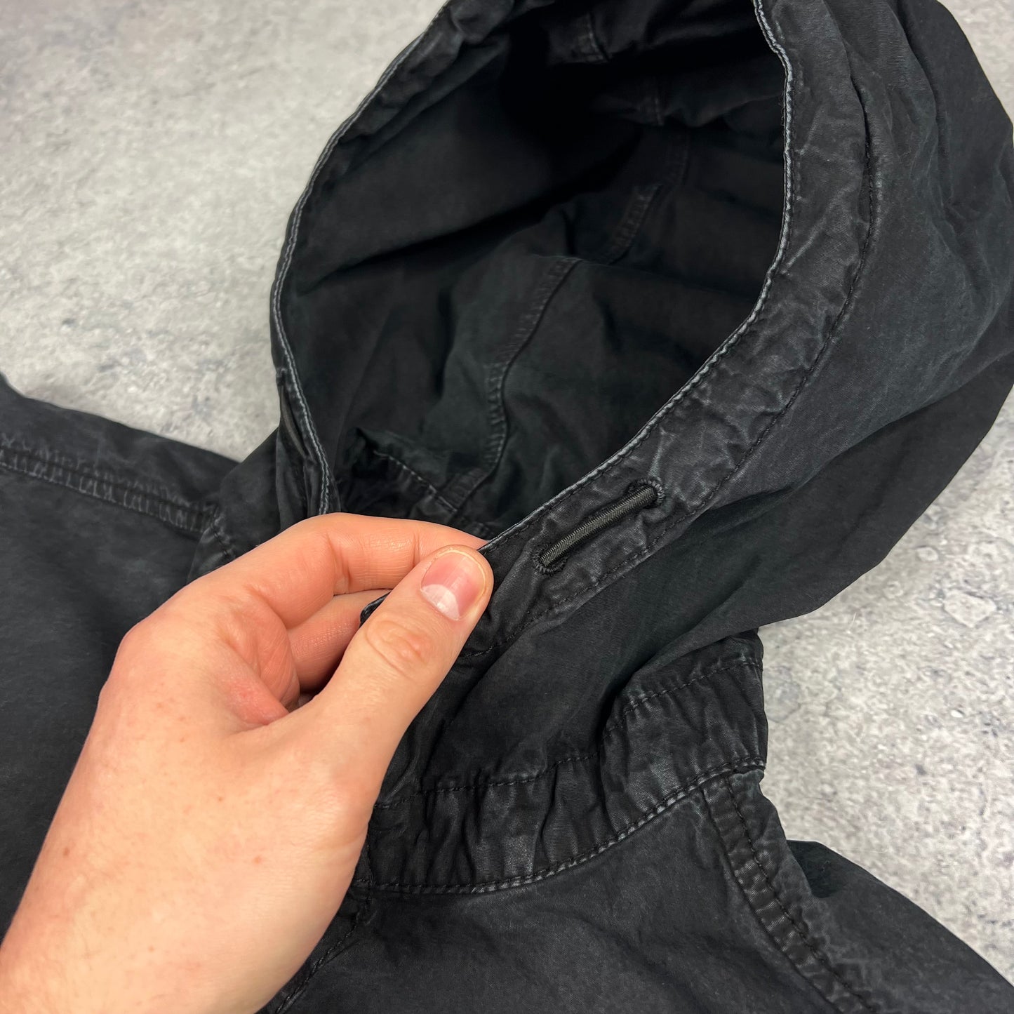 Stone Island Black Tela Garment Dyed Smock Small 23.5”