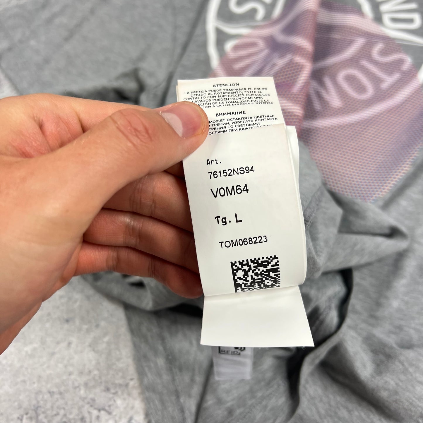 Stone Island Grey Tricromia T-Shirt M/L 20.25”