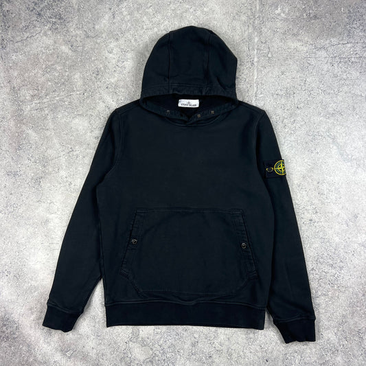 Stone Island Black Pullover Hoodie Medium 21.75”