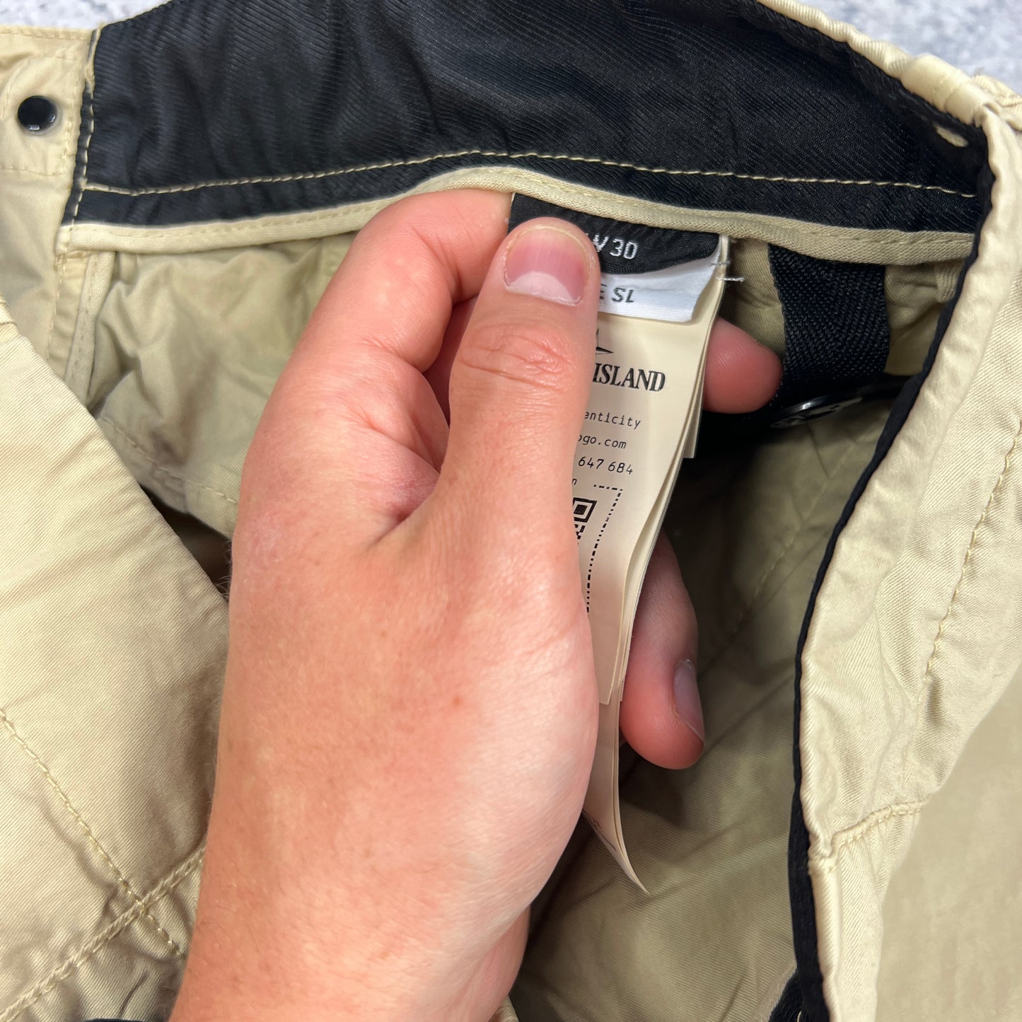 Stone Island Beige Slim Cargo Trousers W30”