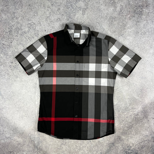 Burberry Black Somerton Short Sleeve Shirt Medium 21.25”