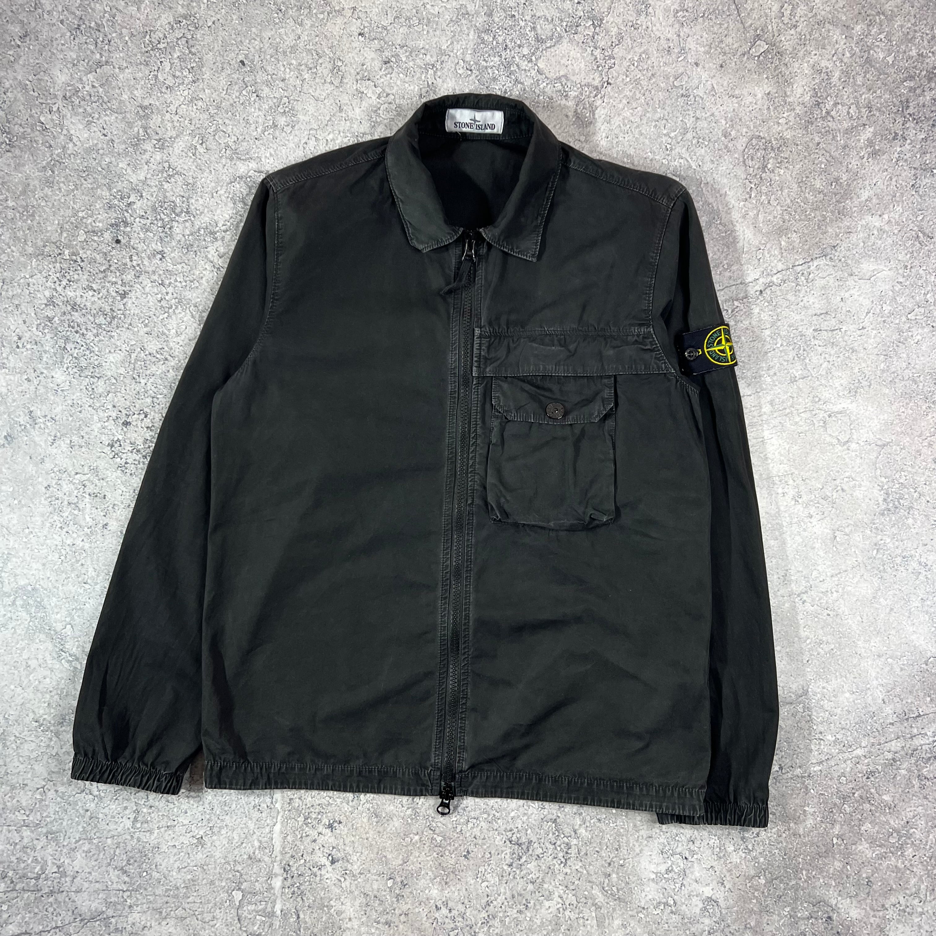 Stone island garment dyed cheap overshirt black