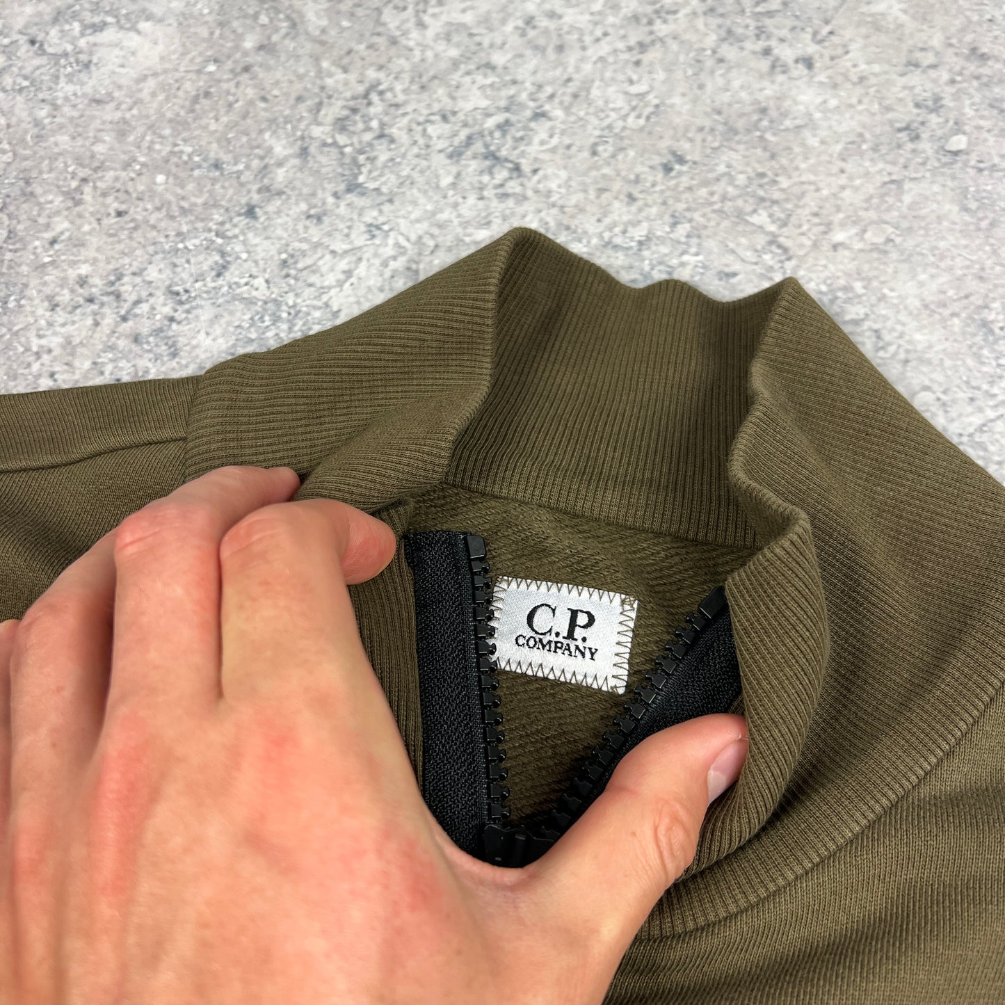 CP Company Khaki FZ Lens Sweatshirt Medium 21”