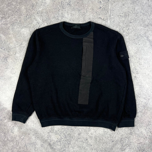 Stone Island Black Ghost Wool Sweatshirt Large 25”