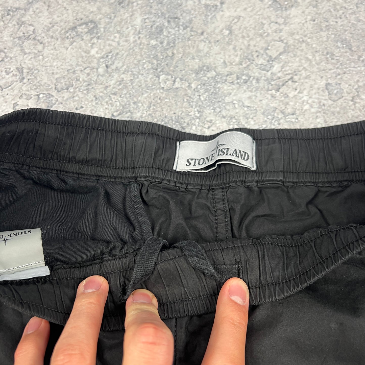 Stone Island Black Tela Parachute Cargo Trousers W32”