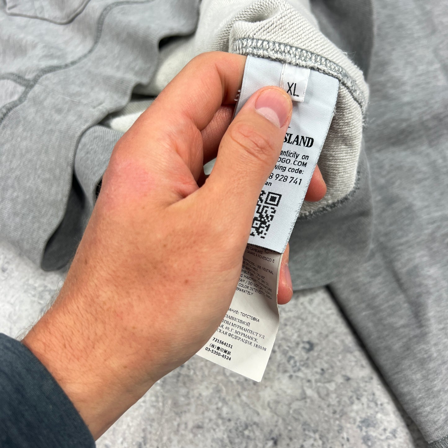 Stone Island Grey Pullover Hoodie XL 26”