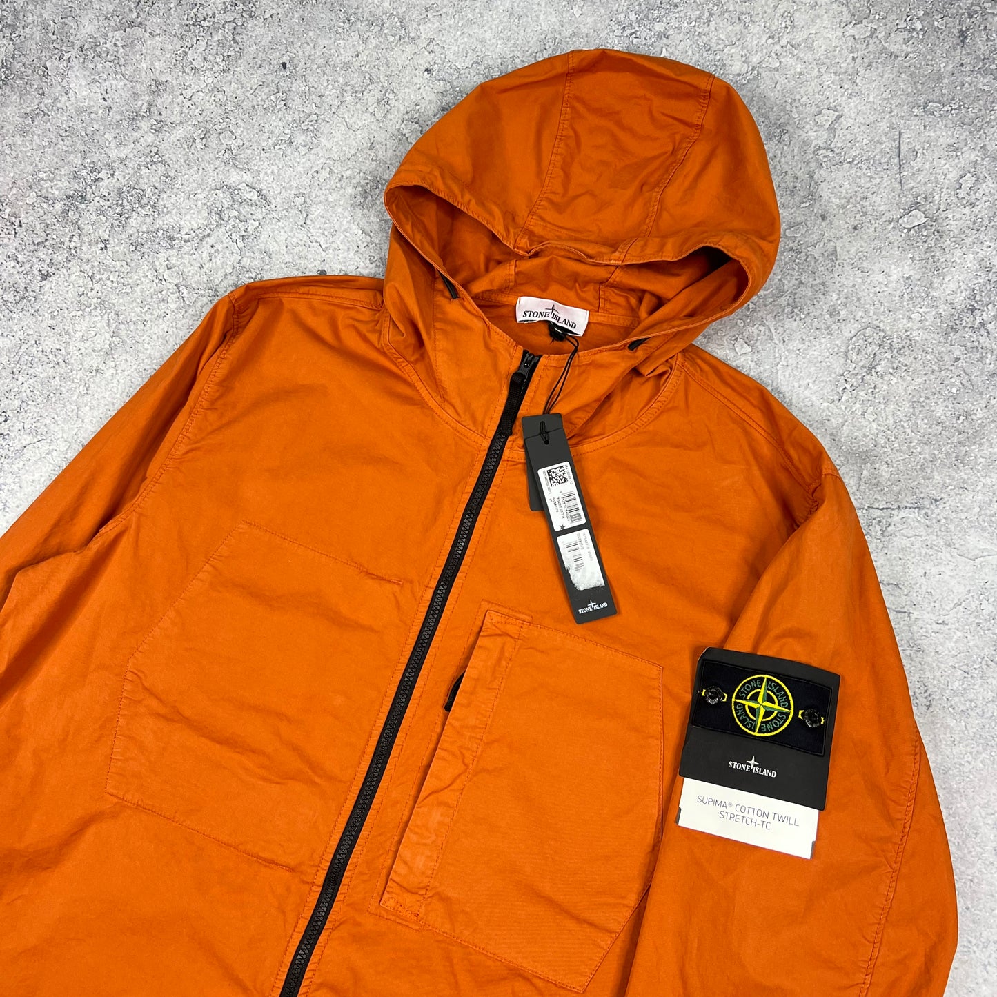 Stone Island Orange Supima Cotton Hooded Jacket BNWT