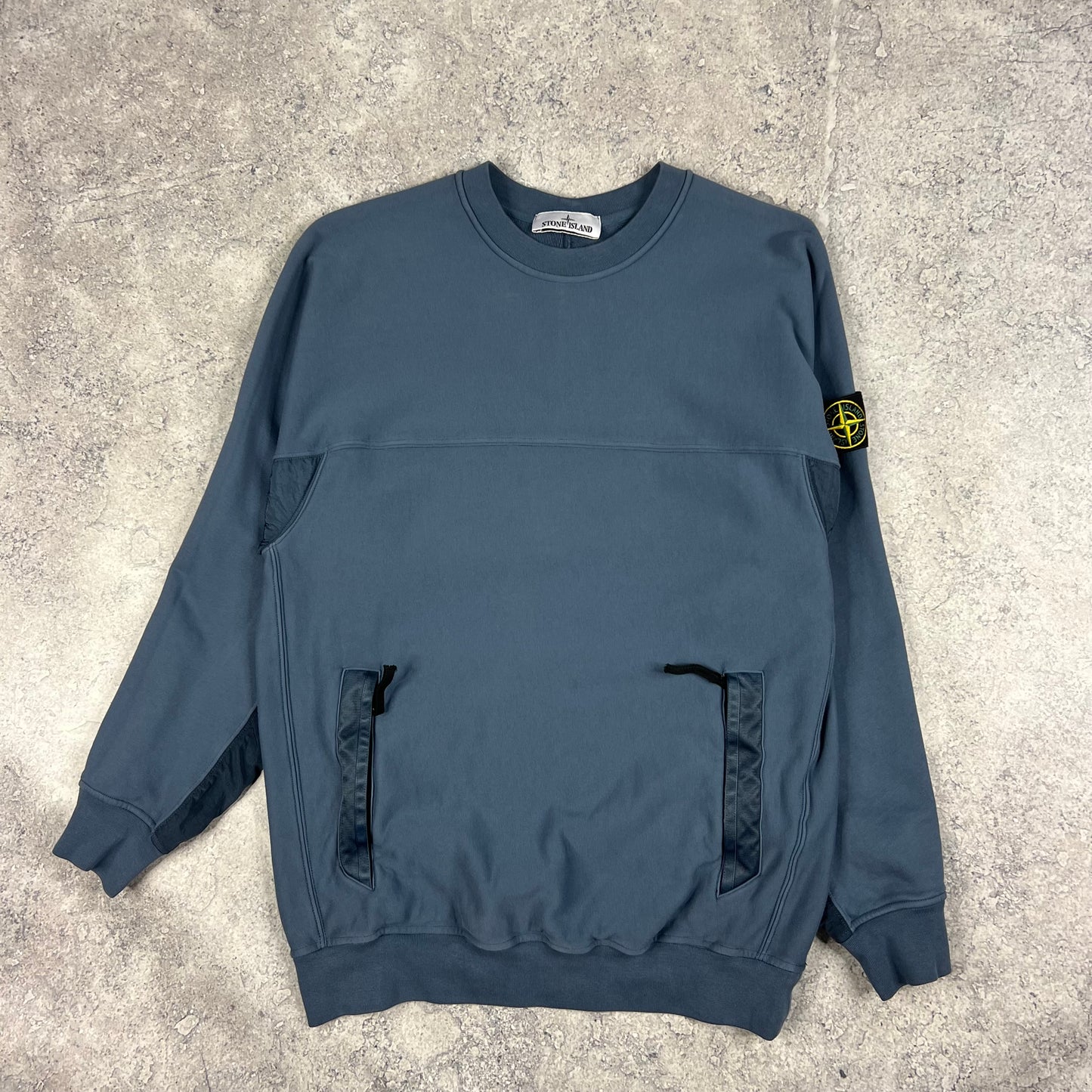 Stone Island Blue Nylon Metal Primaloft Sweatshirt Medium 21”
