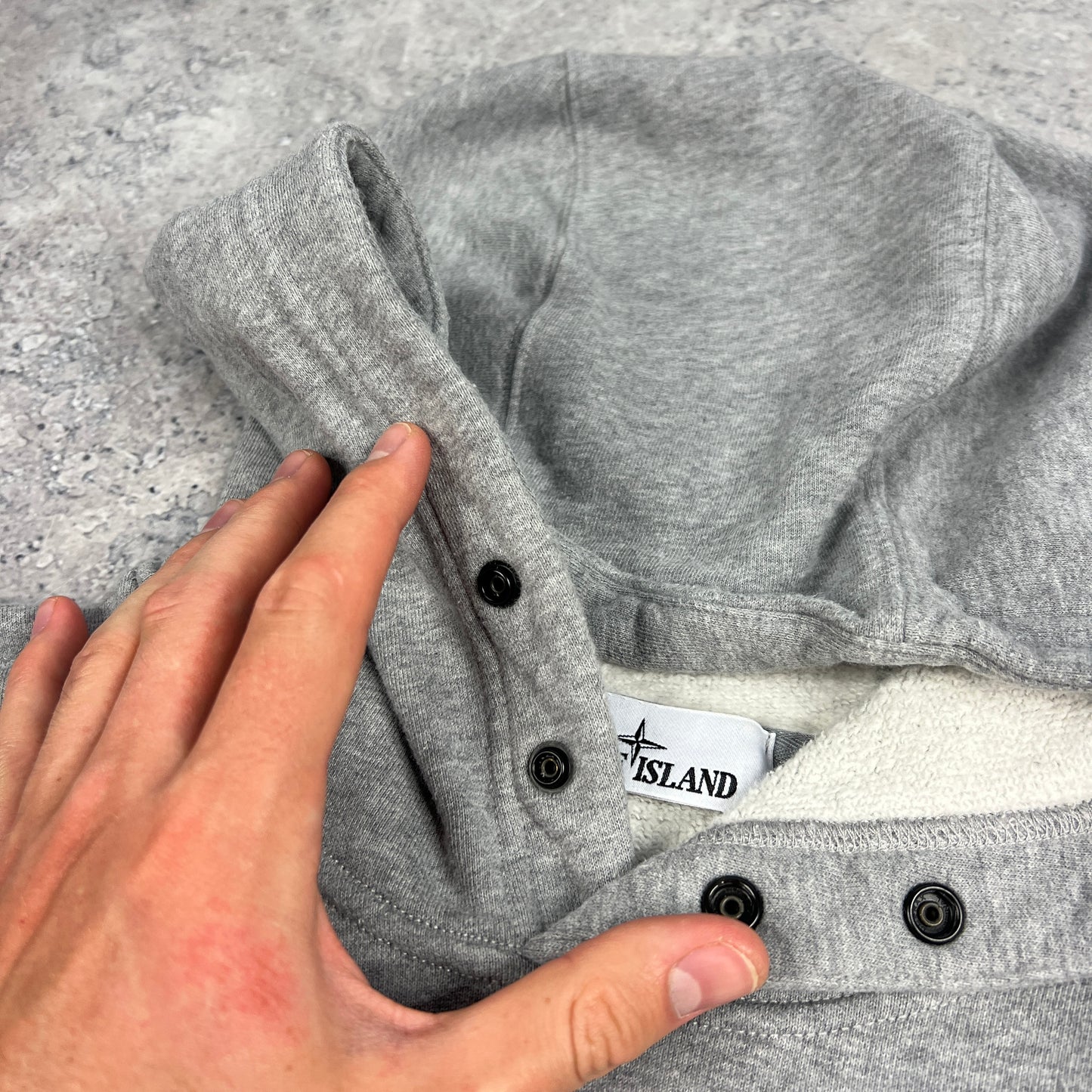 Stone Island Grey Pullover Hoodie Medium 22.5”