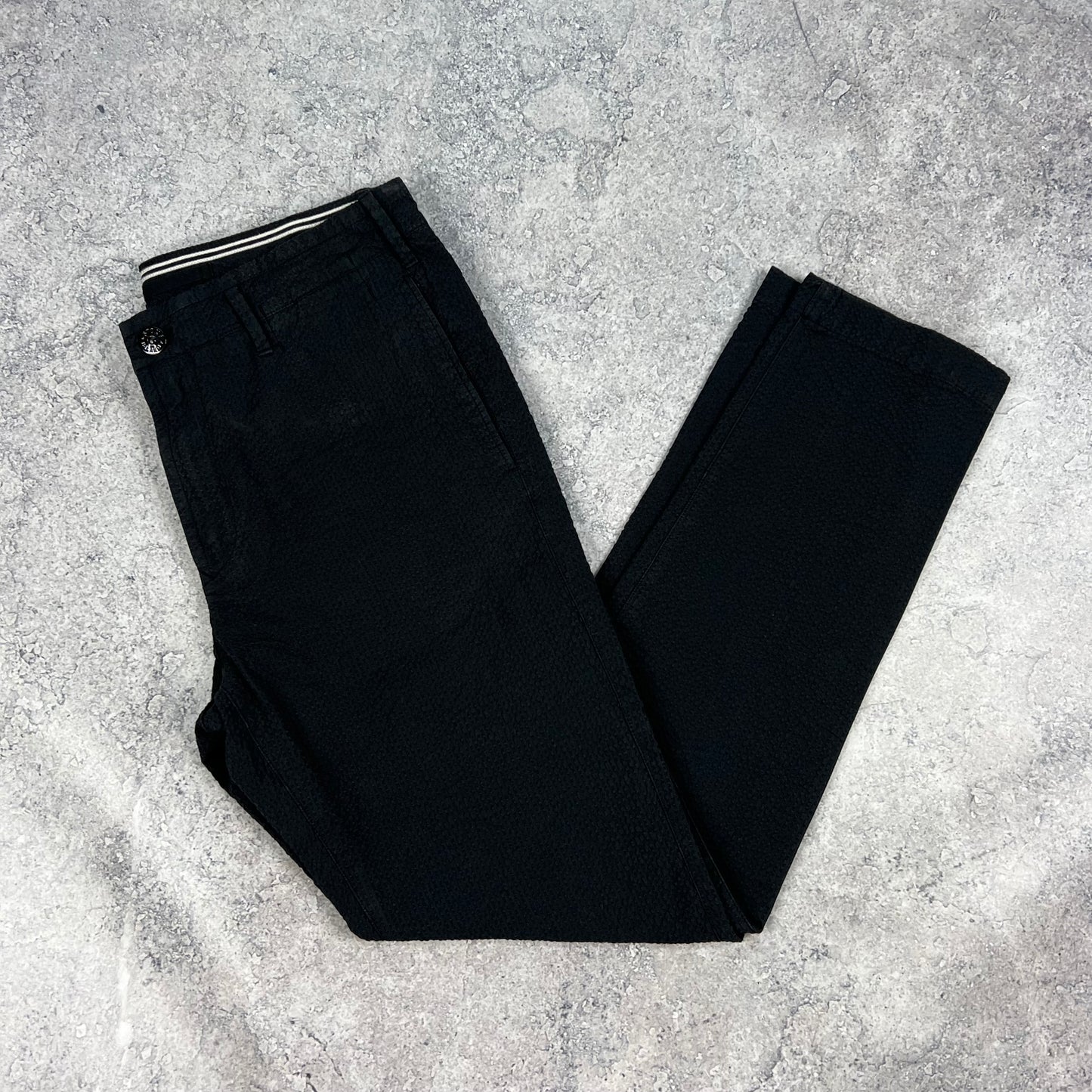 Stone Island Black Seersucker Suit Medium 32”