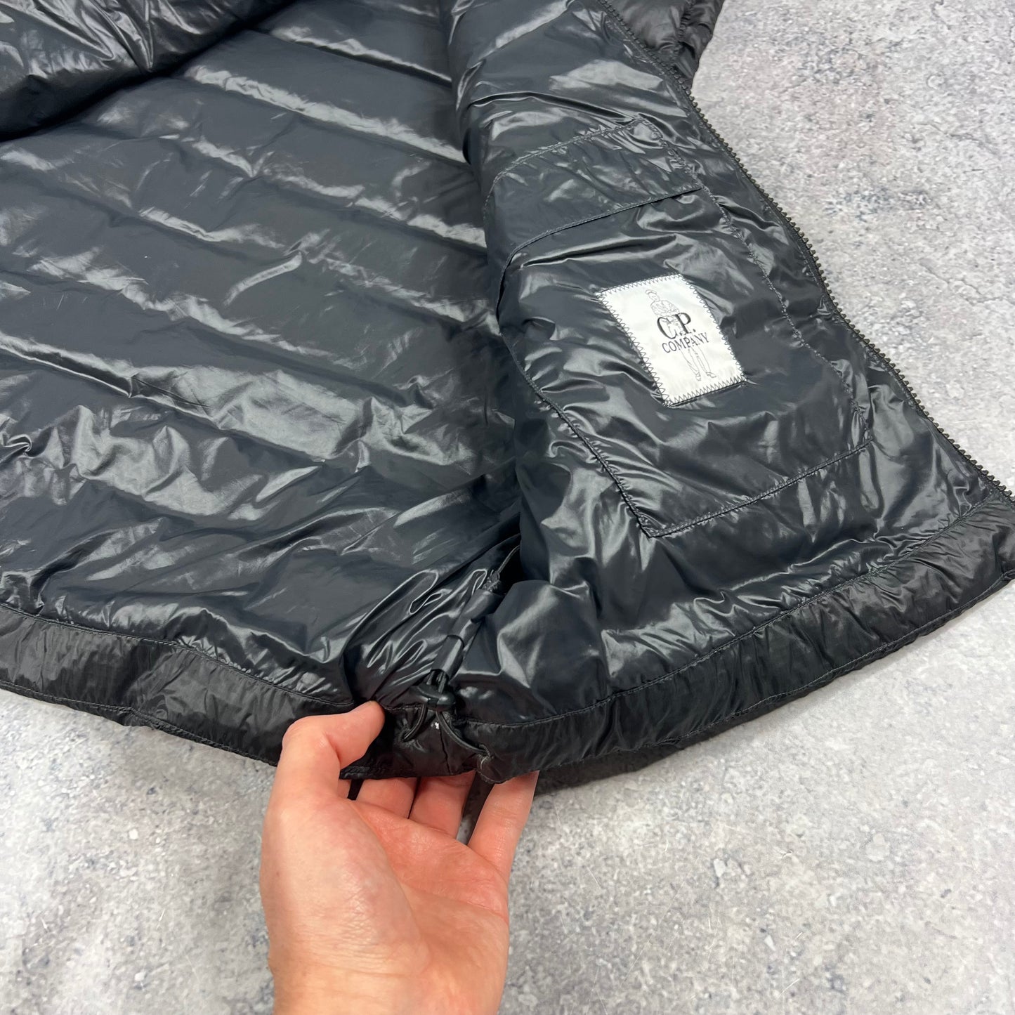 CP Company Black DD Shell Down Lens Gilet Large 22.75”