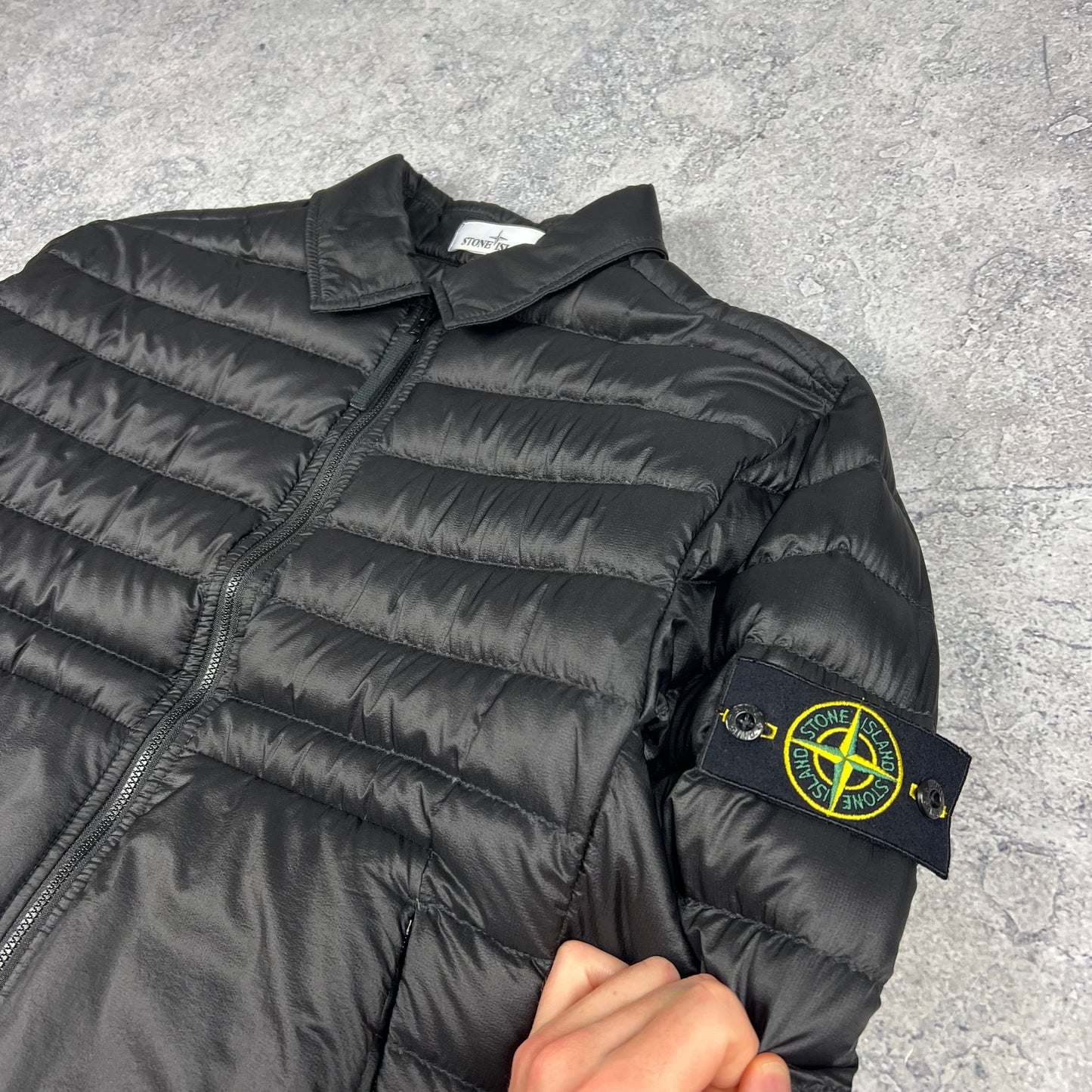 Stone Island Black Bio Based Ripstop Down Jacket Large 22.5”