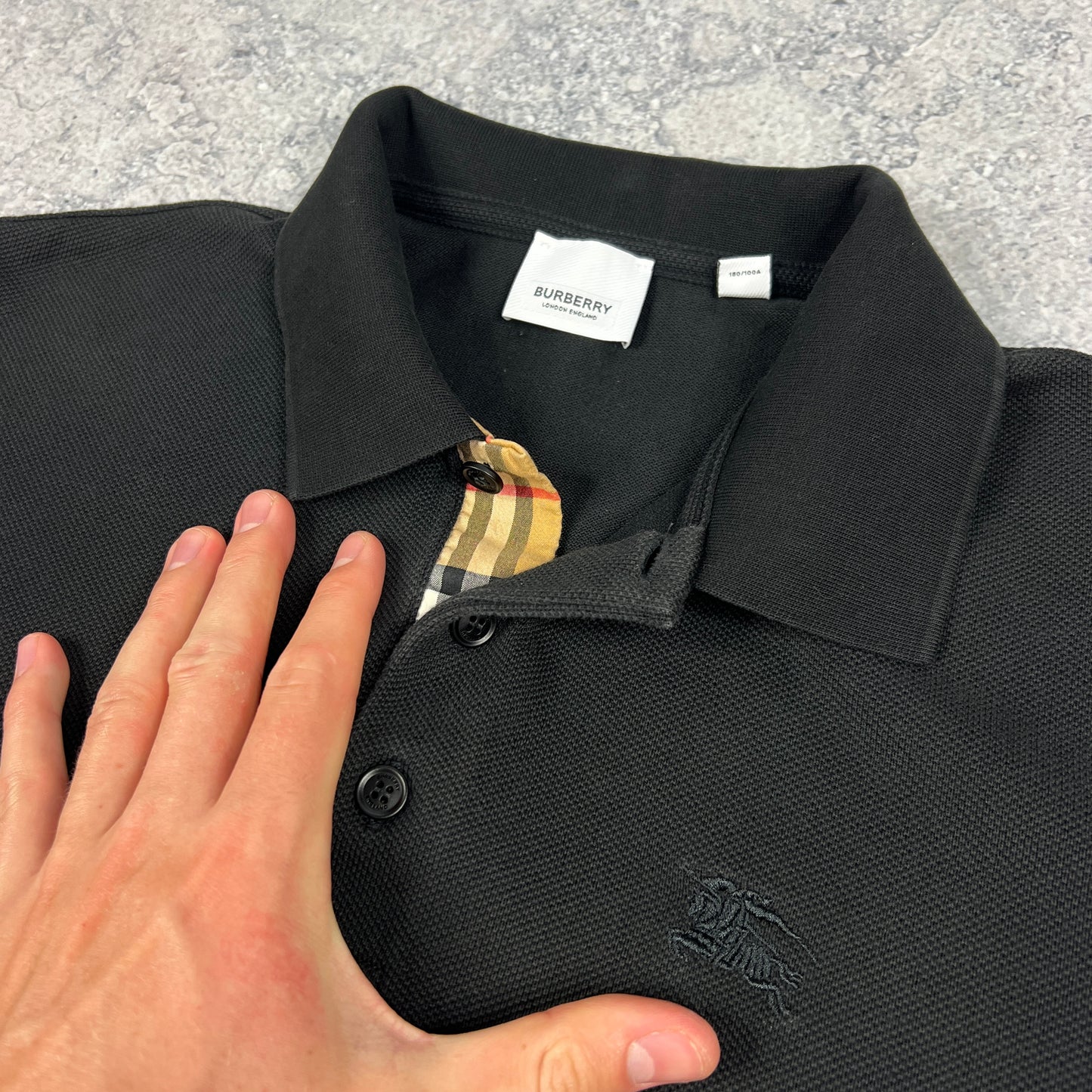 Burberry Black Polo Shirt Large (Fits S/M) 20.5”