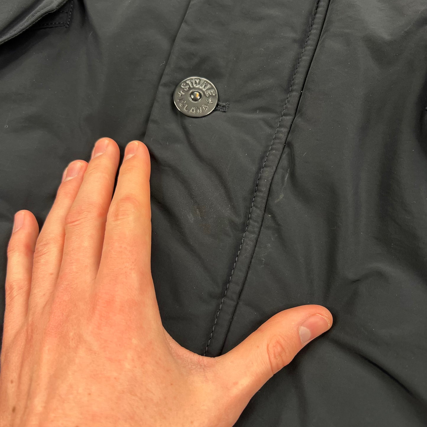 Stone Island Navy Micro Reps Down Parka Medium 23”