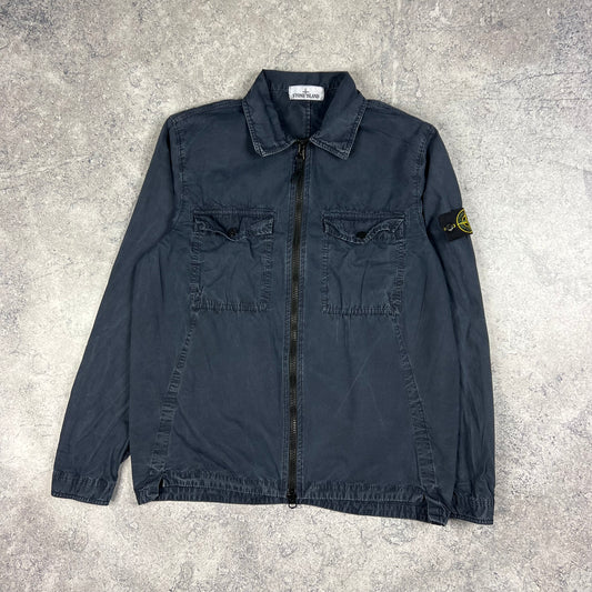 Stone Island Navy Garment Dyed Overshirt Large 21.75”