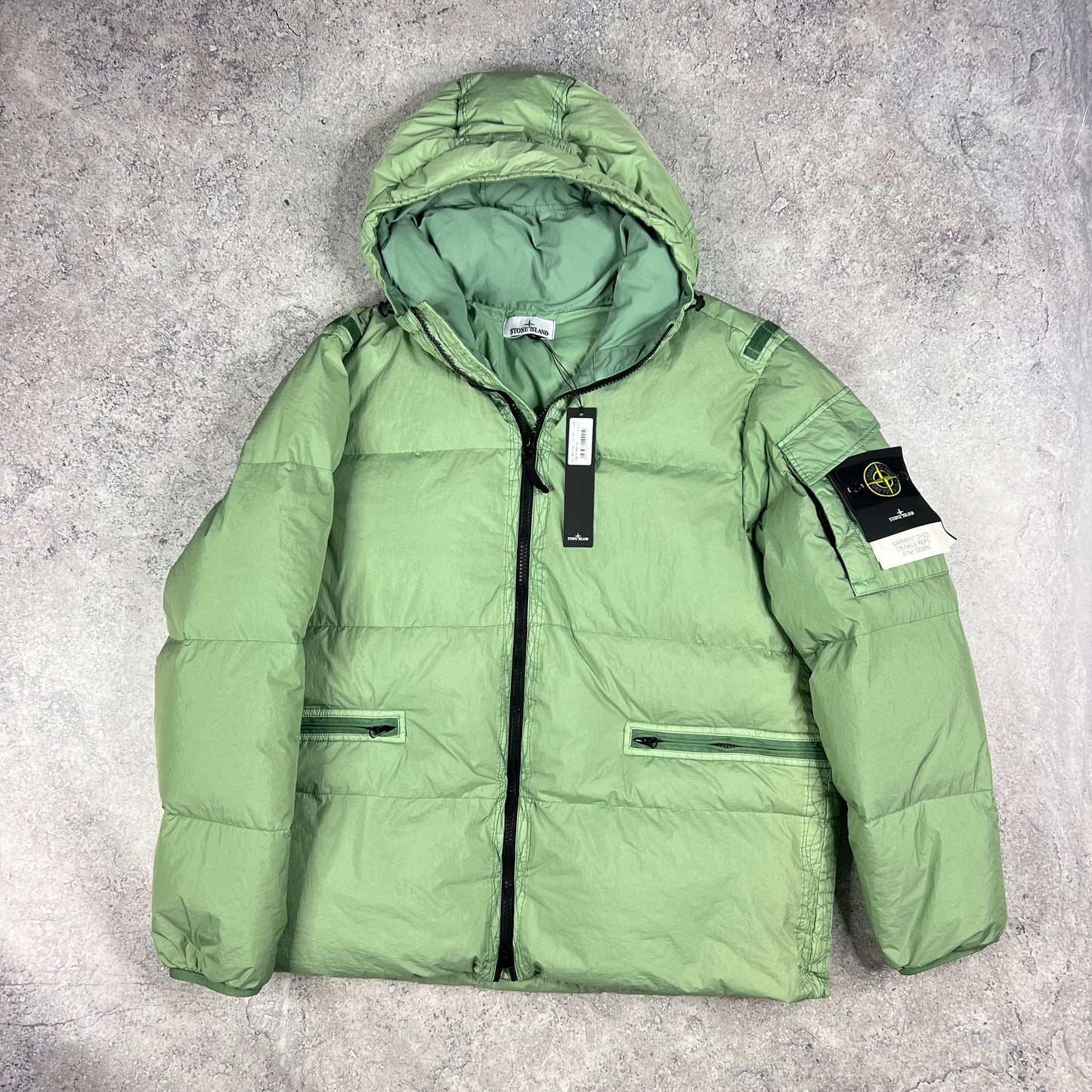 Stone Island Green Crinkle Reps Down Jacket XXL 27” BNWT