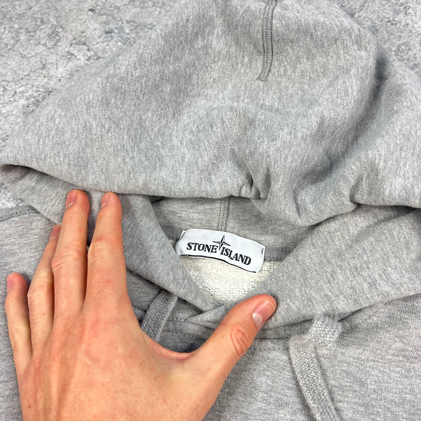 Stone Island Grey Pullover Hoodie Medium 21.25”