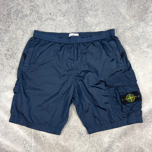 Stone Island Blue Nylon Metal Ripstop Cargo Shorts W36-38”