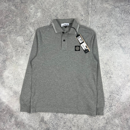 Stone Island Grey L/S Polo Small 19.75” BNWT