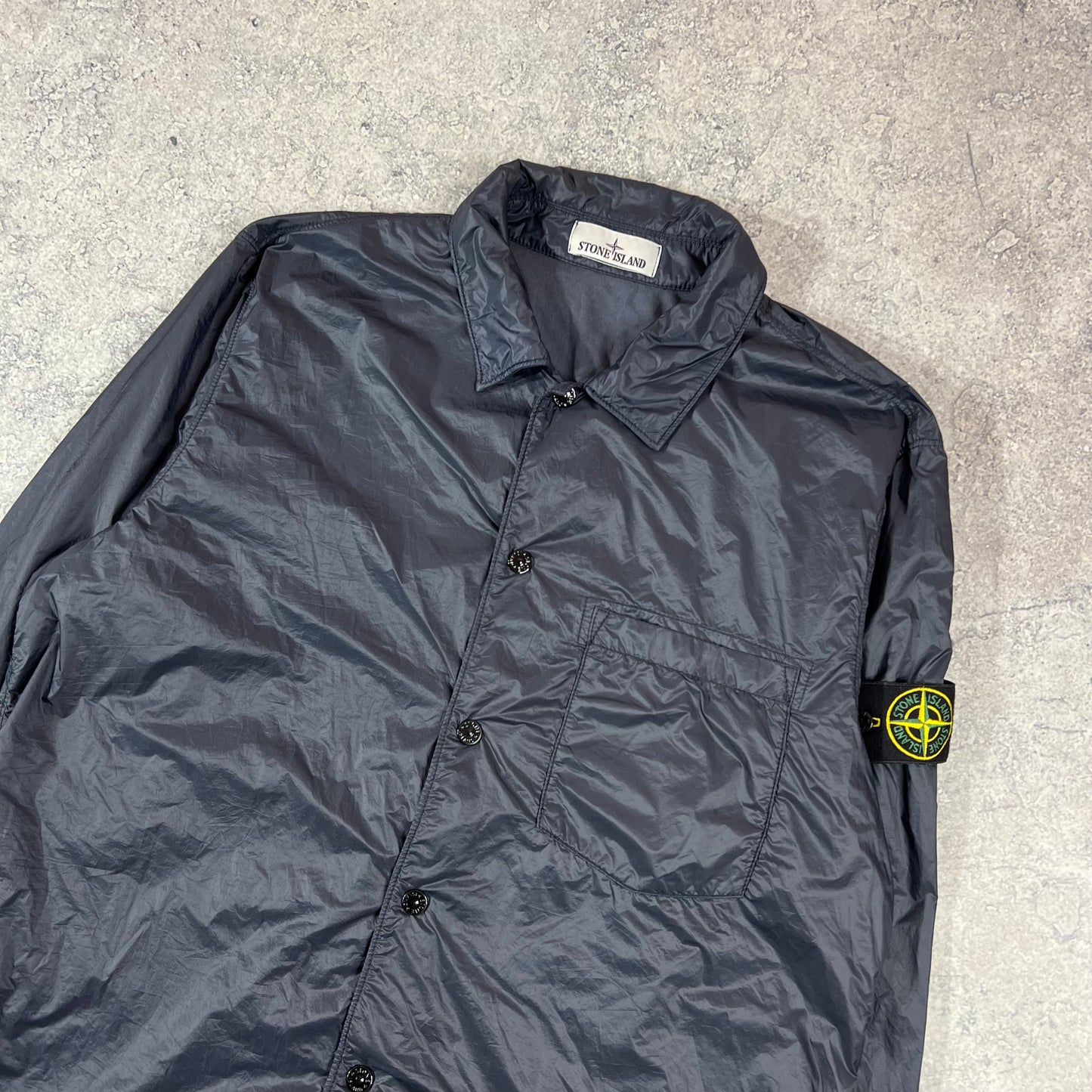 Stone Island Navy Micro Yarn Coach Jacket Large 23.5”