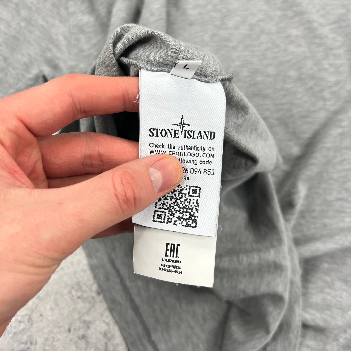 Stone Island Grey Spellout T-Shirt Large 20.75”