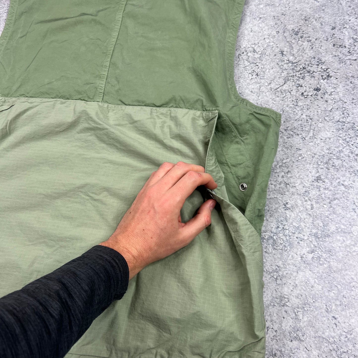 Stone Island Green Cupro Cotton Vest Large 22.5”