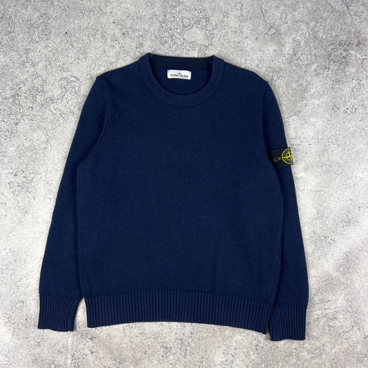 Stone Island Navy Wool Knit Jumper Large 22.5”
