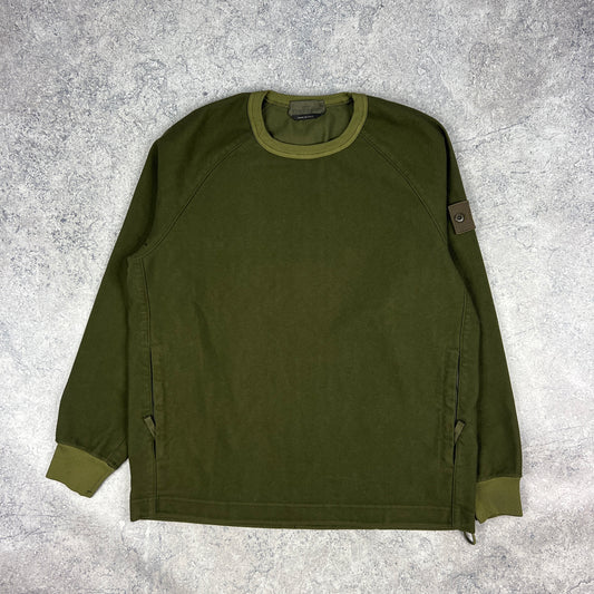 Stone Island Green Ghost Moleskin Pullover S/M 23”