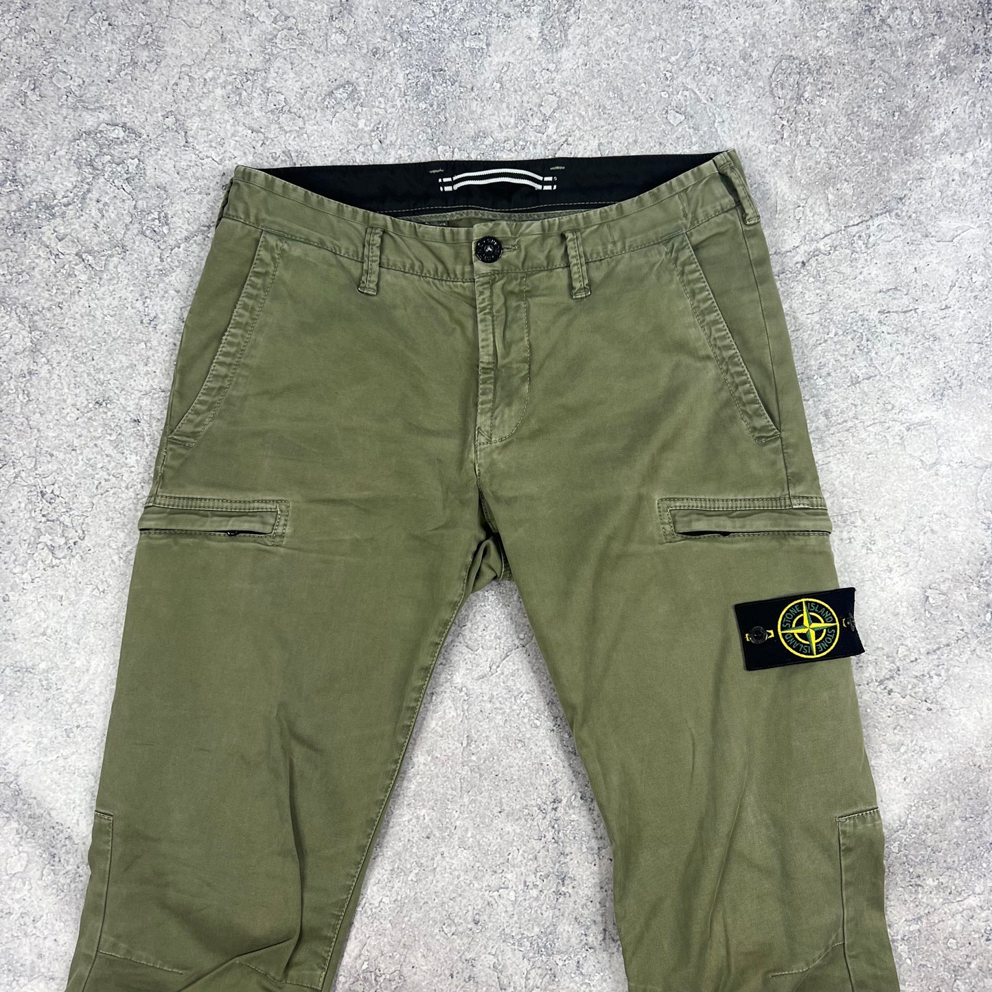 Stone Island Green Skinny Cargo Trousers W30”