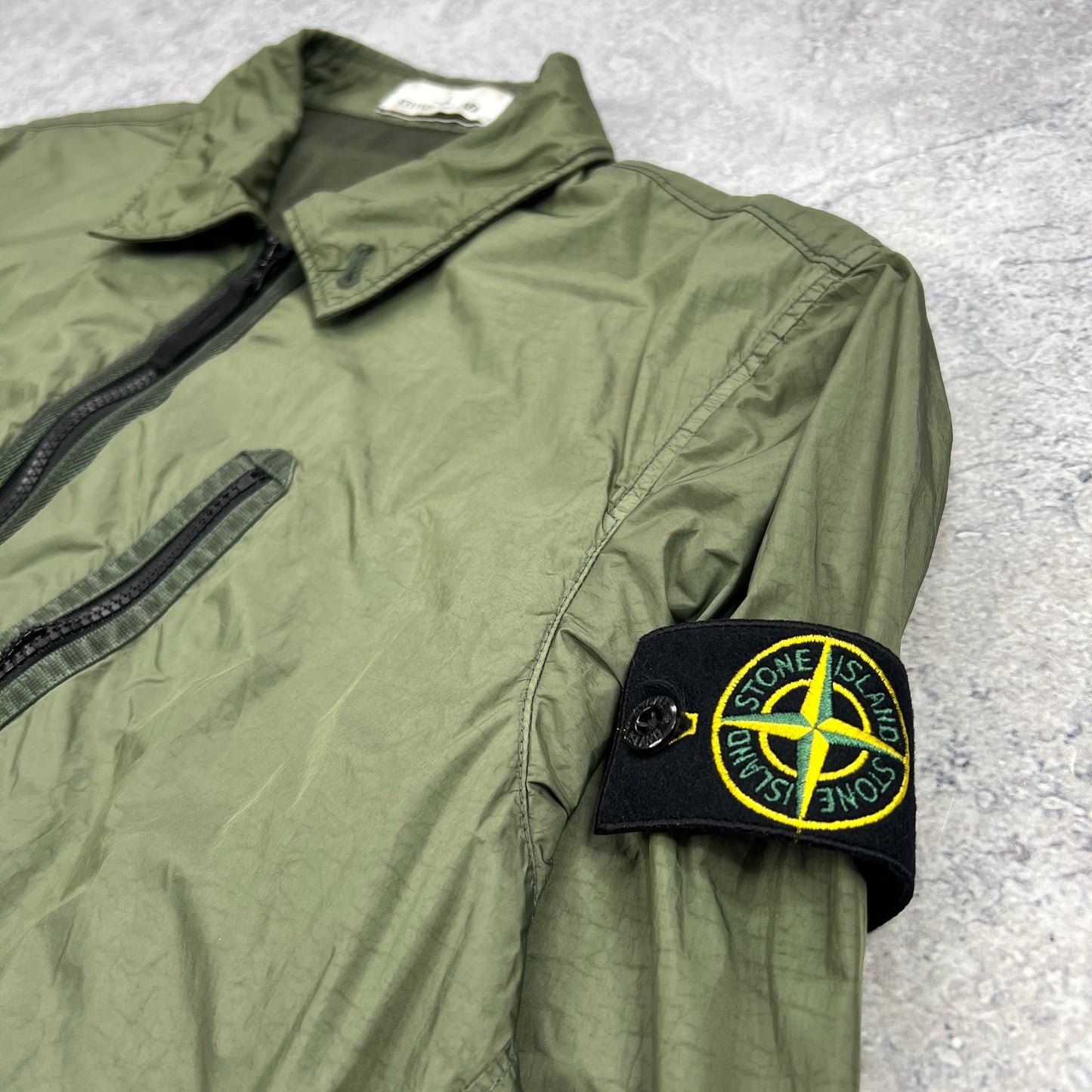 Stone Island Khaki Crinkle Reps Overshirt Medium 22”