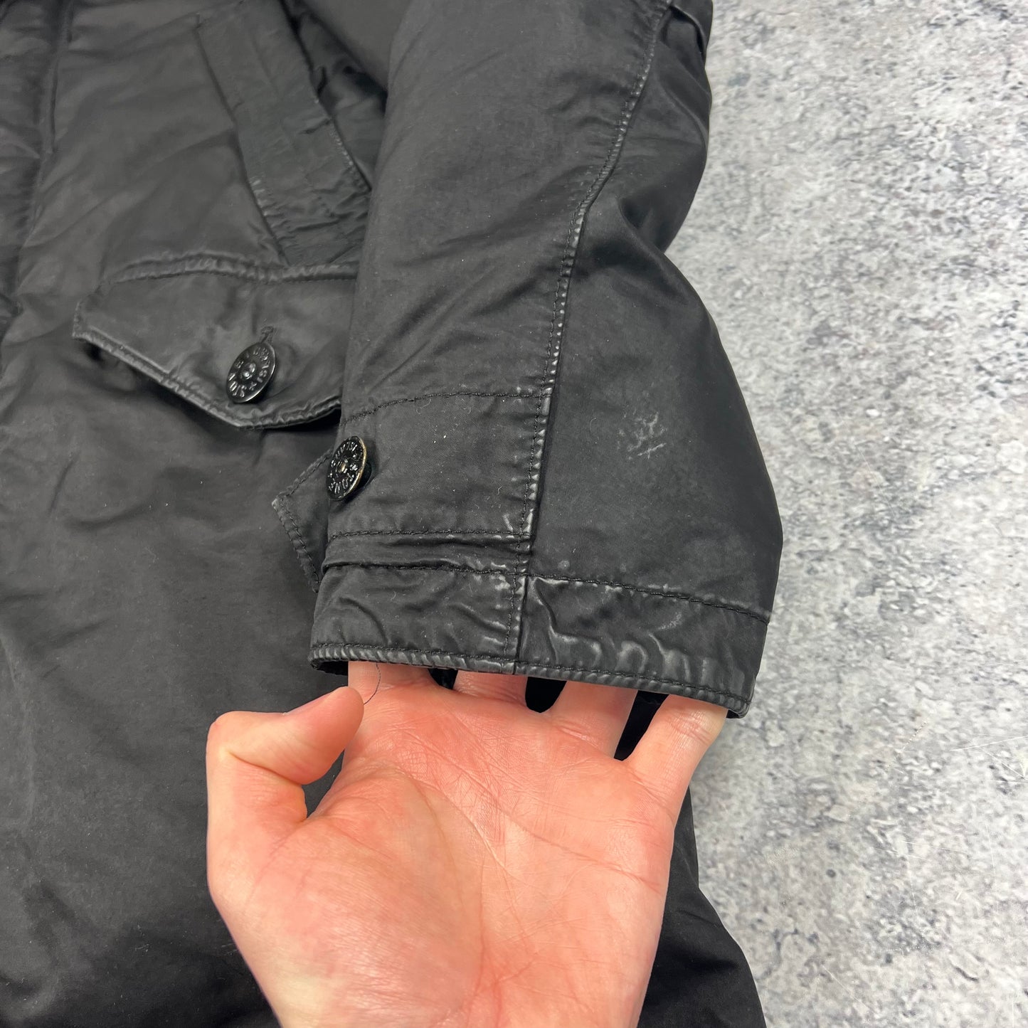 Stone Island Black David Down Parka Jacket Small 22”