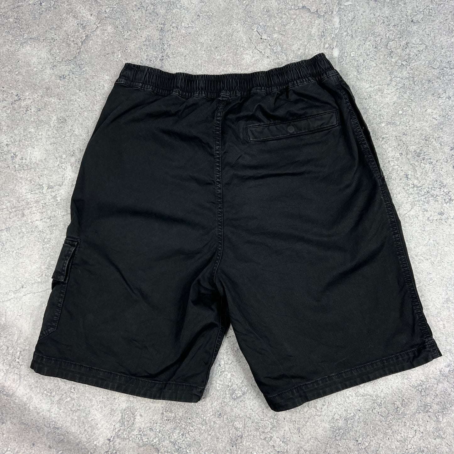 Stone Island Black Garment Dyed Cargo Shorts W30”