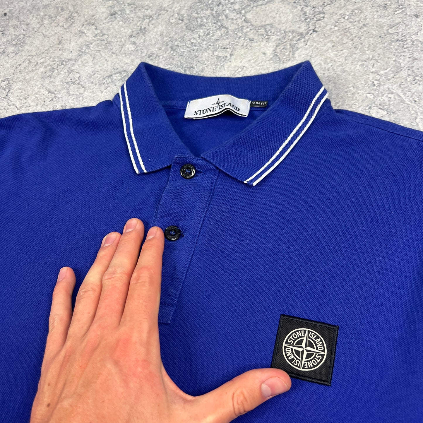 Stone Island Blue L/S Polo XL Slim Fit 23.5”