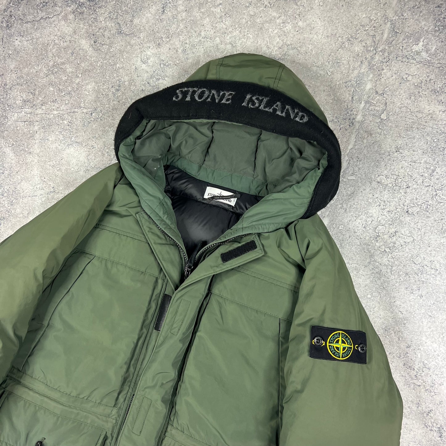 Stone Island Green Micro Reps Down Parka Large 25.5”