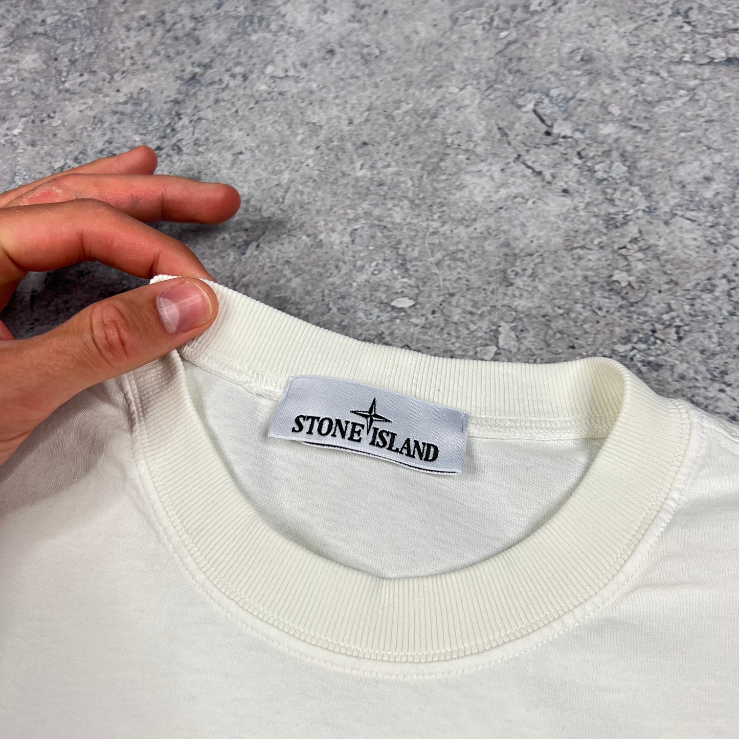 Stone Island White Oversized Patch T-Shirt Medium 23”