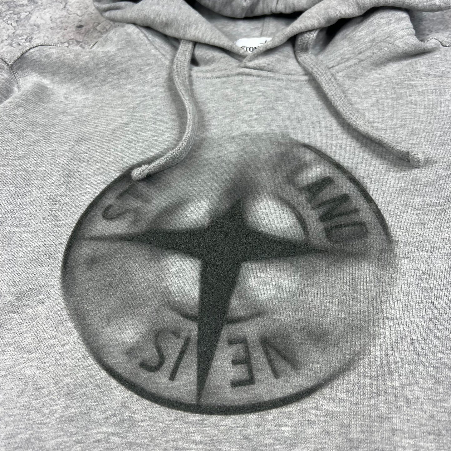 Stone Island Grey Compass Logo Hoodie Large 22.5”