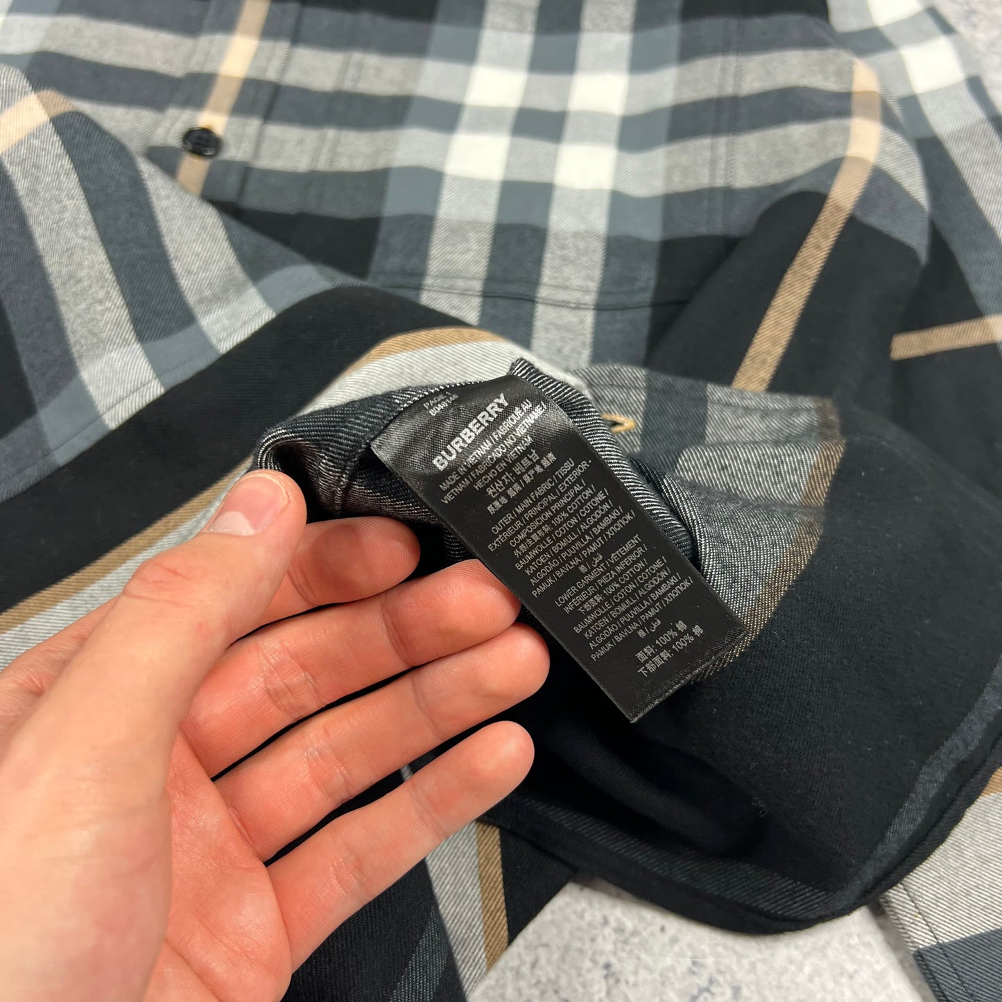 Burberry Black Check Flannel Shirt Medium (Fits L) 22.75”